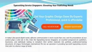 Typesetting Service Singapore: Lingua Technologies International Pte Ltd
