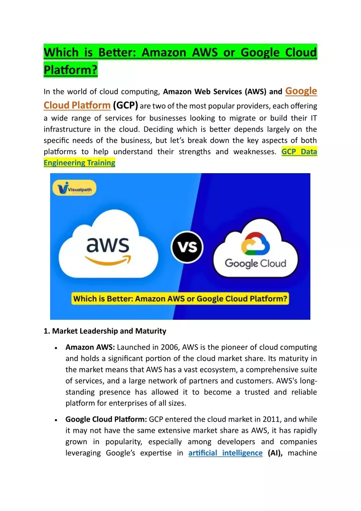 which is better amazon aws or google cloud