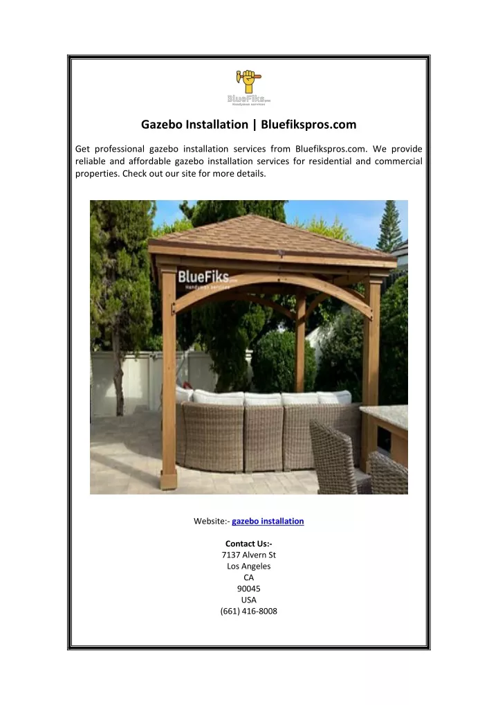 gazebo installation bluefikspros com