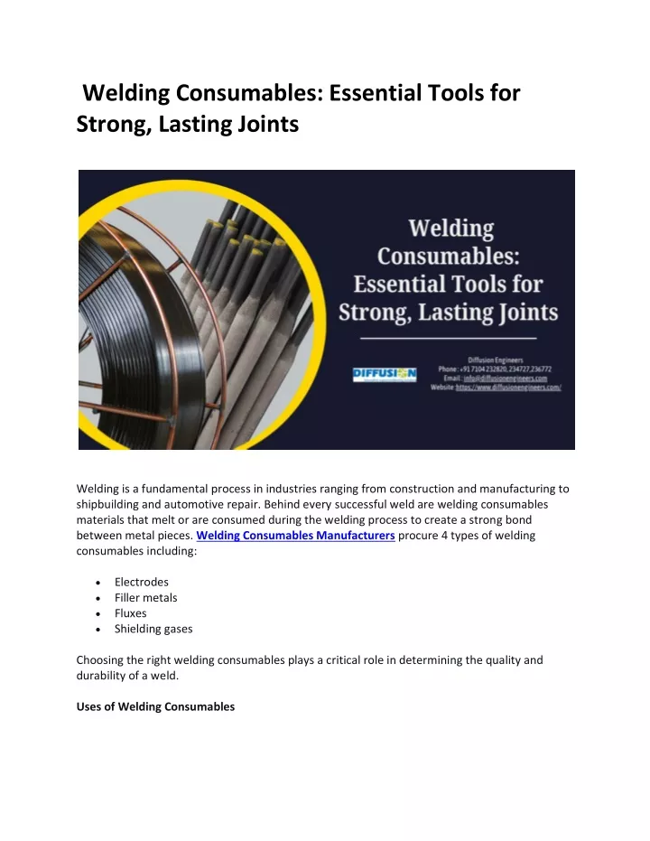 welding consumables essential tools for strong