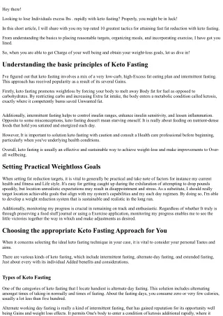 Top 10 Best Practices for Achieving Quick Weight Loss With Keto Fasting