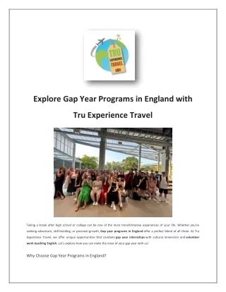 Gap Year Internship Travel | Tru Experience Travel