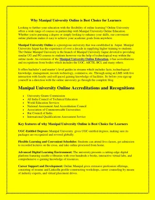 why manipal university online is best choice