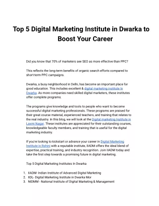 Digital Marketing Institute in Dwarka to Boost Your Career