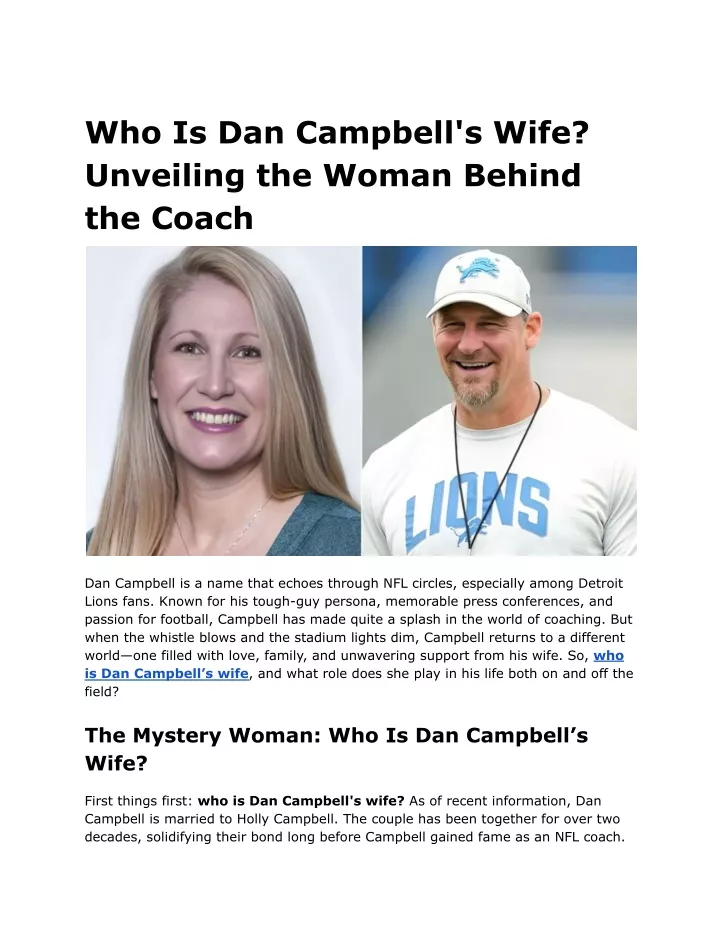 who is dan campbell s wife unveiling the woman