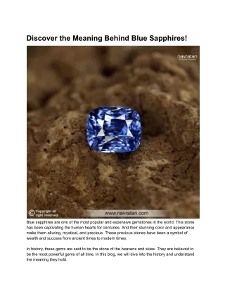 Discover the Meaning Behind Blue Sapphires