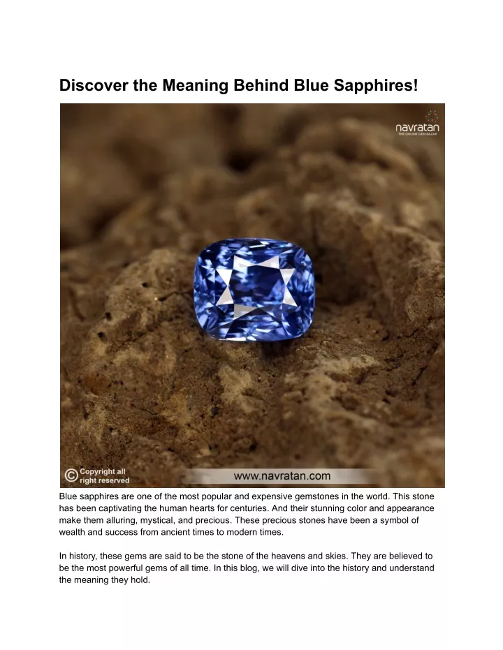 discover the meaning behind blue sapphires