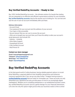 9.5 Ways To Get Through To Your Buy Verified RedotPay Accounts