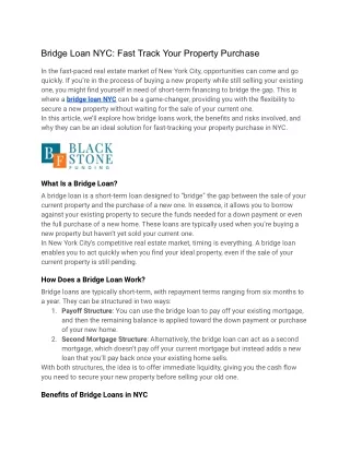 Bridge Loan NYC_ Fast Track Your Property Purchase