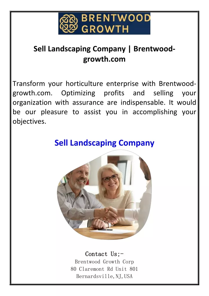 sell landscaping company brentwood growth com