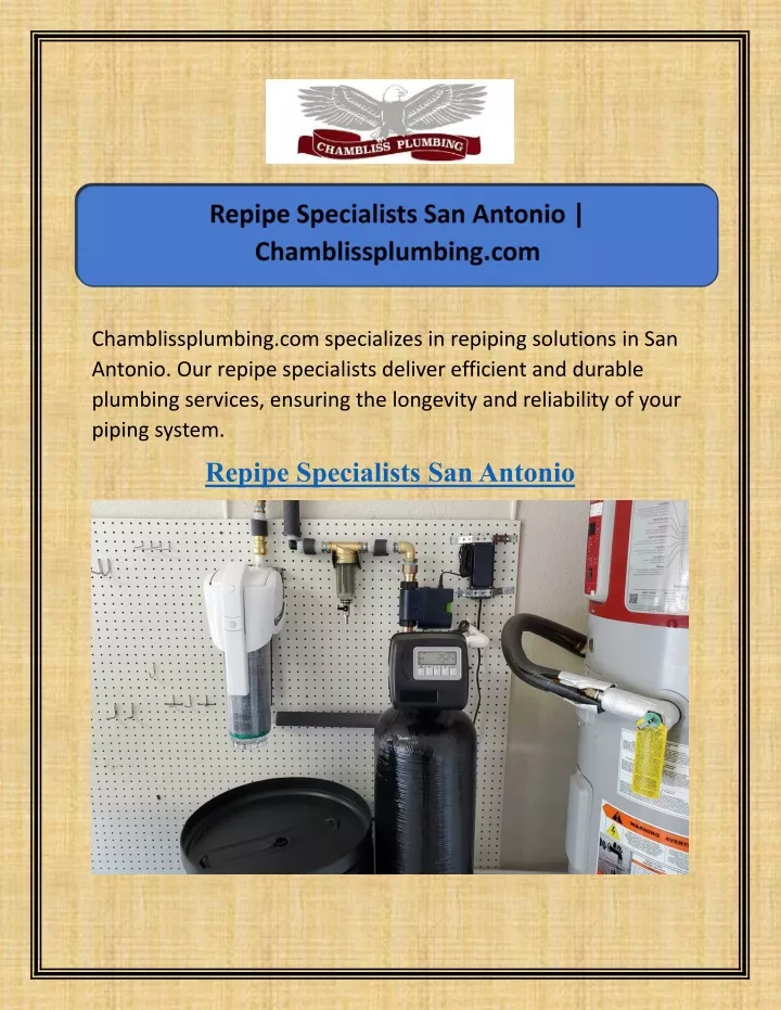 chamblissplumbing com specializes in repiping