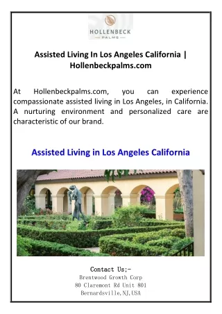 Assisted Living In Los Angeles California  Hollenbeckpalms.com