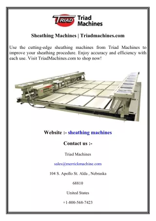 sheathing machines triadmachines com