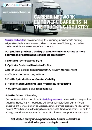 Carrier Network Empowers Carriers in the Trucking Industry