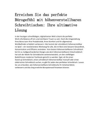 Erreichen Sie das perfekte Bürogefühl mit höhenverstellbaren Schreibtischen