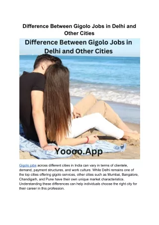 Gigolo Jobs in Delhi vs Other Cities Key Differences