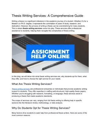 thesis writing services a comprehensive guide