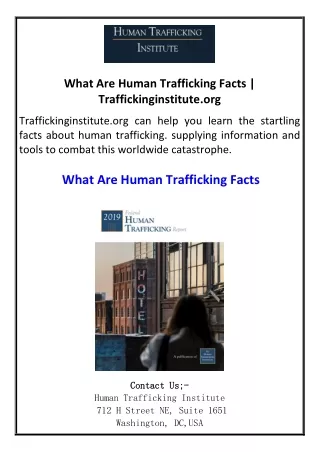 What Are Human Trafficking Facts  Traffickinginstitute.org