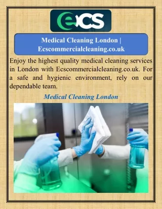 Medical Cleaning London  Ecscommercialcleaning.co.uk