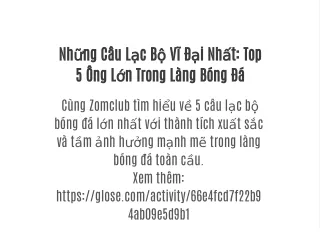 nh ng c u l c b v i nh t top 5 ng l n trong