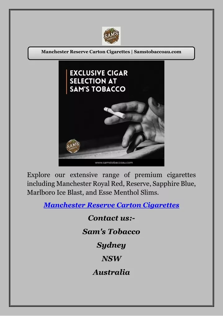 manchester reserve carton cigarettes