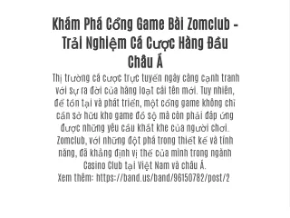 Khám Phá Cổng Game Bài Zomclub – Trải Nghiệm Cá Cược Hàng Đầu Châu Á