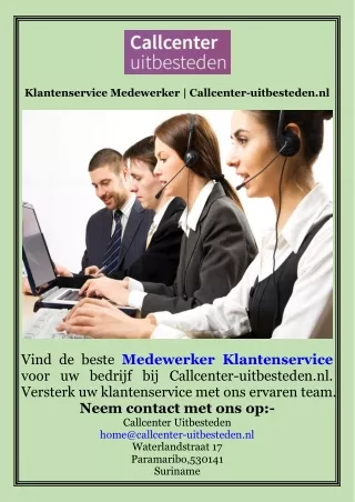 Klantenservice Medewerker  Callcenter-uitbesteden.nl