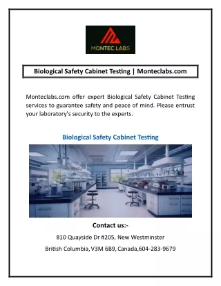 Biological Safety Cabinet Testing | Monteclabs.com