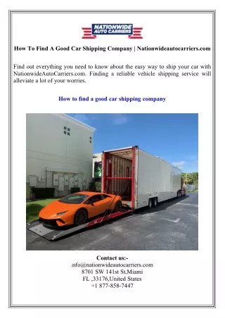 How To Find A Good Car Shipping Company  Nationwideautocarriers.com