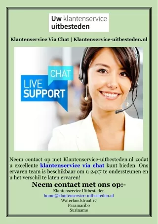 Klantenservice Via Chat  Klantenservice-uitbesteden.nl