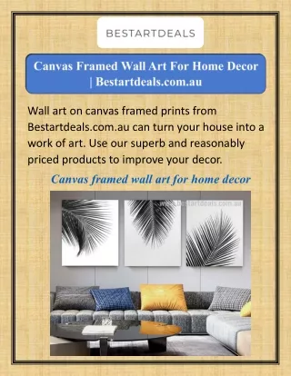 Canvas Framed Wall Art For Home Decor  Bestartdeals.com.au