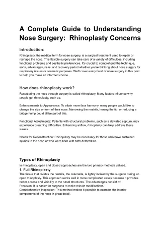 A Complete Guide to Understanding Nose Surgery_  Rhinoplasty Concerns