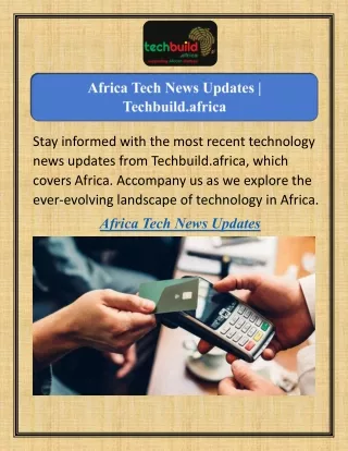Africa Tech News Updates  Techbuild.africa