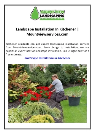 Landscape Installation In Kitchener Mountviewservices.com