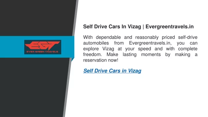 self drive cars in vizag evergreentravels in with