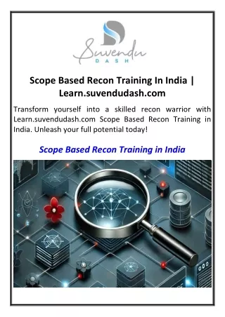 Scope Based Recon Training In India | Learn.suvendudash.com