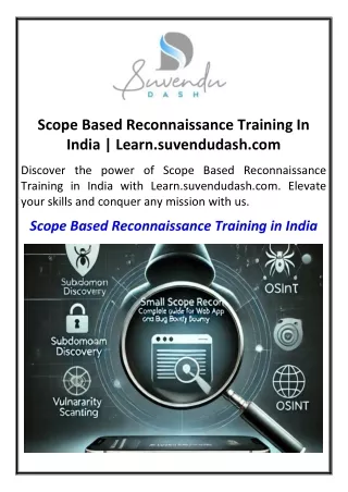 Scope Based Reconnaissance Training In India | Learn.suvendudash.com