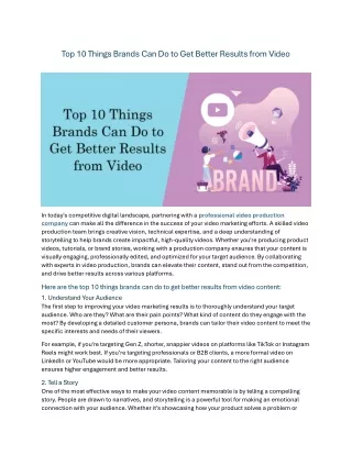 Top 10 Things Brands Can Do to Get Better Results from Video