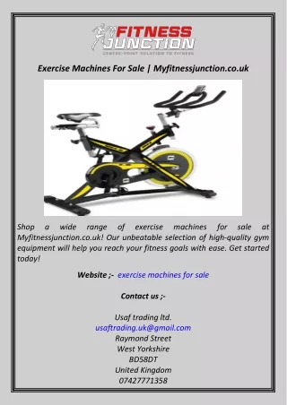 Exercise Machines For Sale  Myfitnessjunction.co.uk