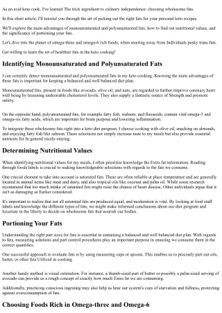 Mastering the Art of Selecting Wholesome Fats in Keto Cooking