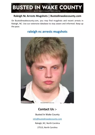 Raleigh Nc Arrests Mugshots  Bustedinwakecounty.com