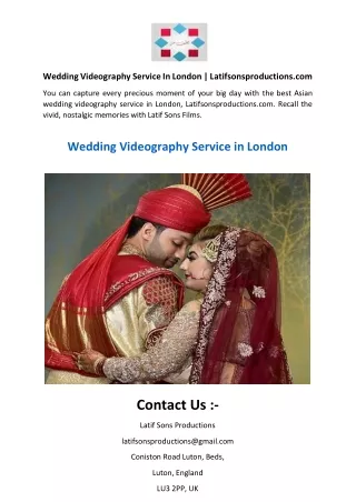 Wedding Videography Service In London  Latifsonsproductions.com