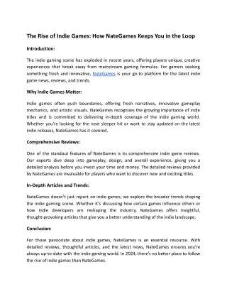 The Rise of Indie Games: How NateGames Keeps You in the Loop