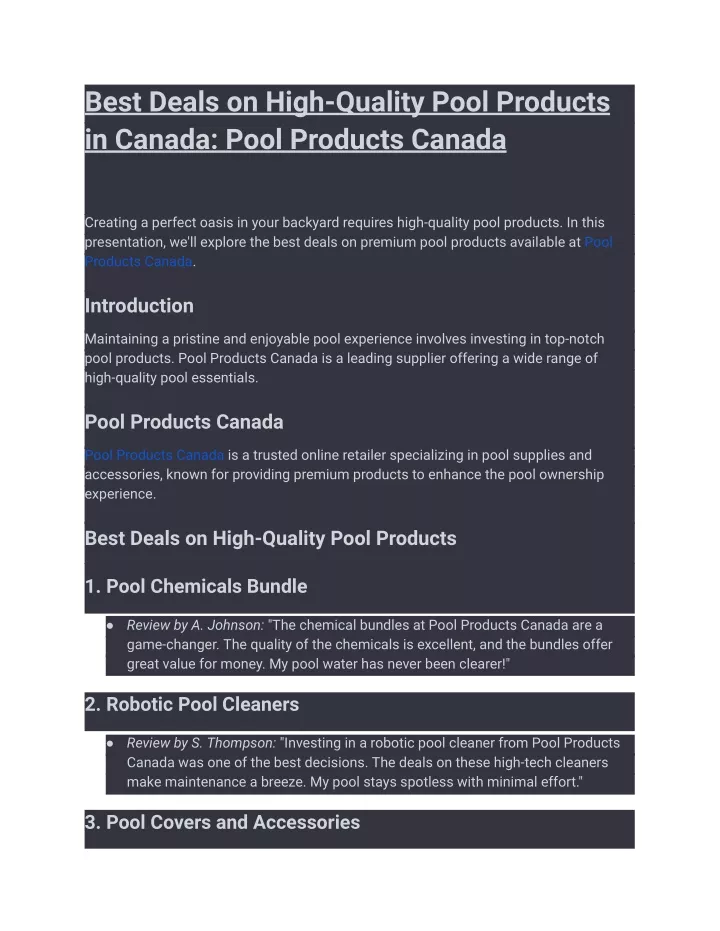 best deals on high quality pool products