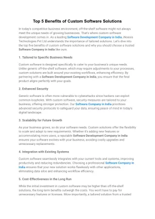 Top 5 Benefits of Custom Software Solutions