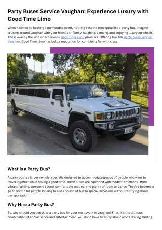 Party Buses Service Vaughan Experience Luxury with Good Time Limo