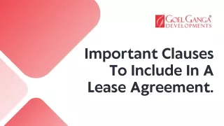 Important Clauses To Include In A Lease Agreement (PPT)