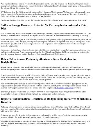 Does the Keto Diet Enhance Muscle Growth and Workout Recovery in Bodybuilding?