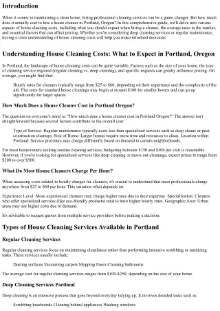 Understanding House Cleaning Costs: What to Expect in Portland, Oregon
