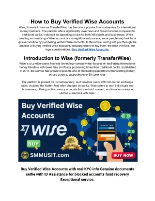 Best Place To Buy Verified Wise Accounts